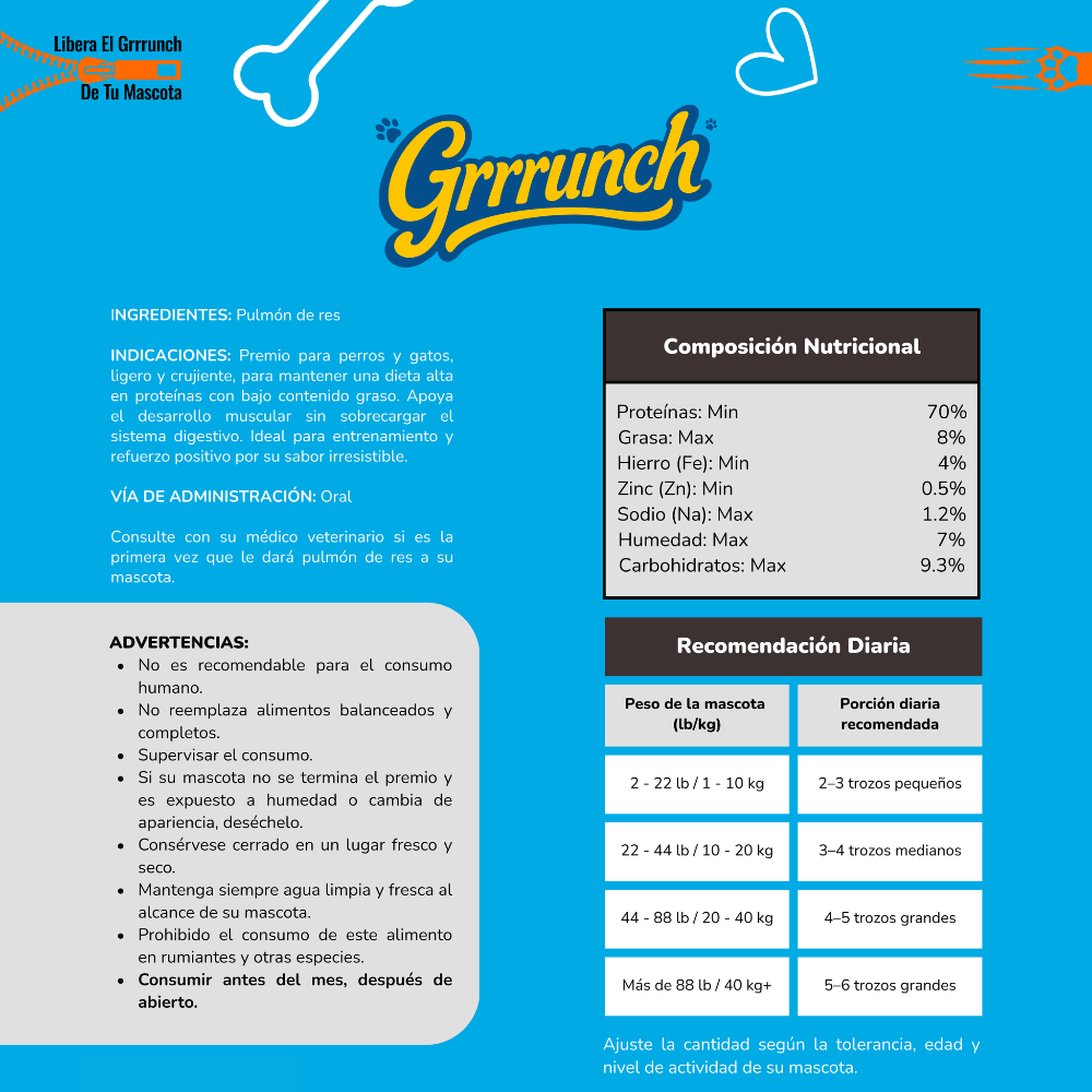 Aircrunch – Pulmón de Res Deshidratado para Perros y Gatos