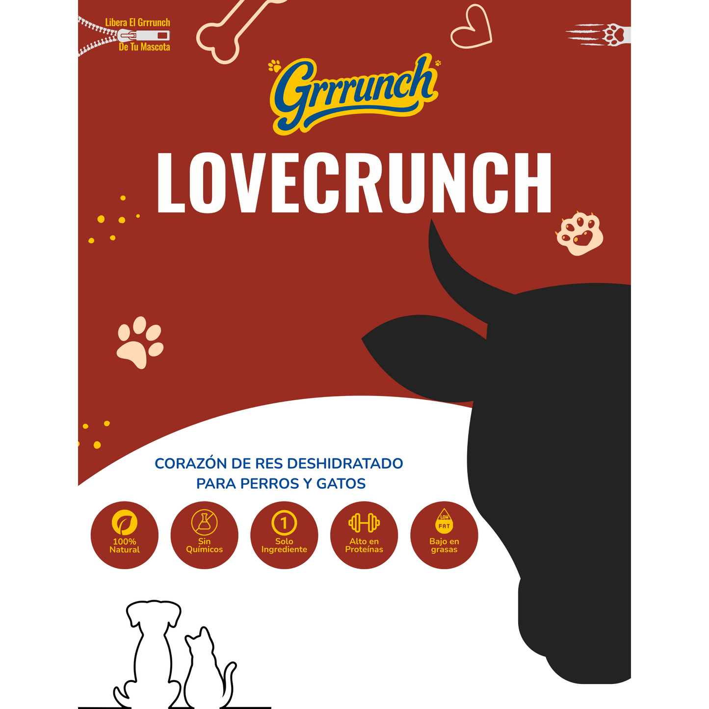 Lovecrunch – Corazón de Res Deshidratado para Perros y Gatos