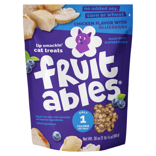 Bolsa de premios Fruitables para gatos sabor pollo y arándano
