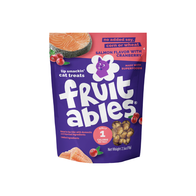 Bolsa de premios para gatos Fruitables Salmón y Arándano 2.5 oz, vista frontal