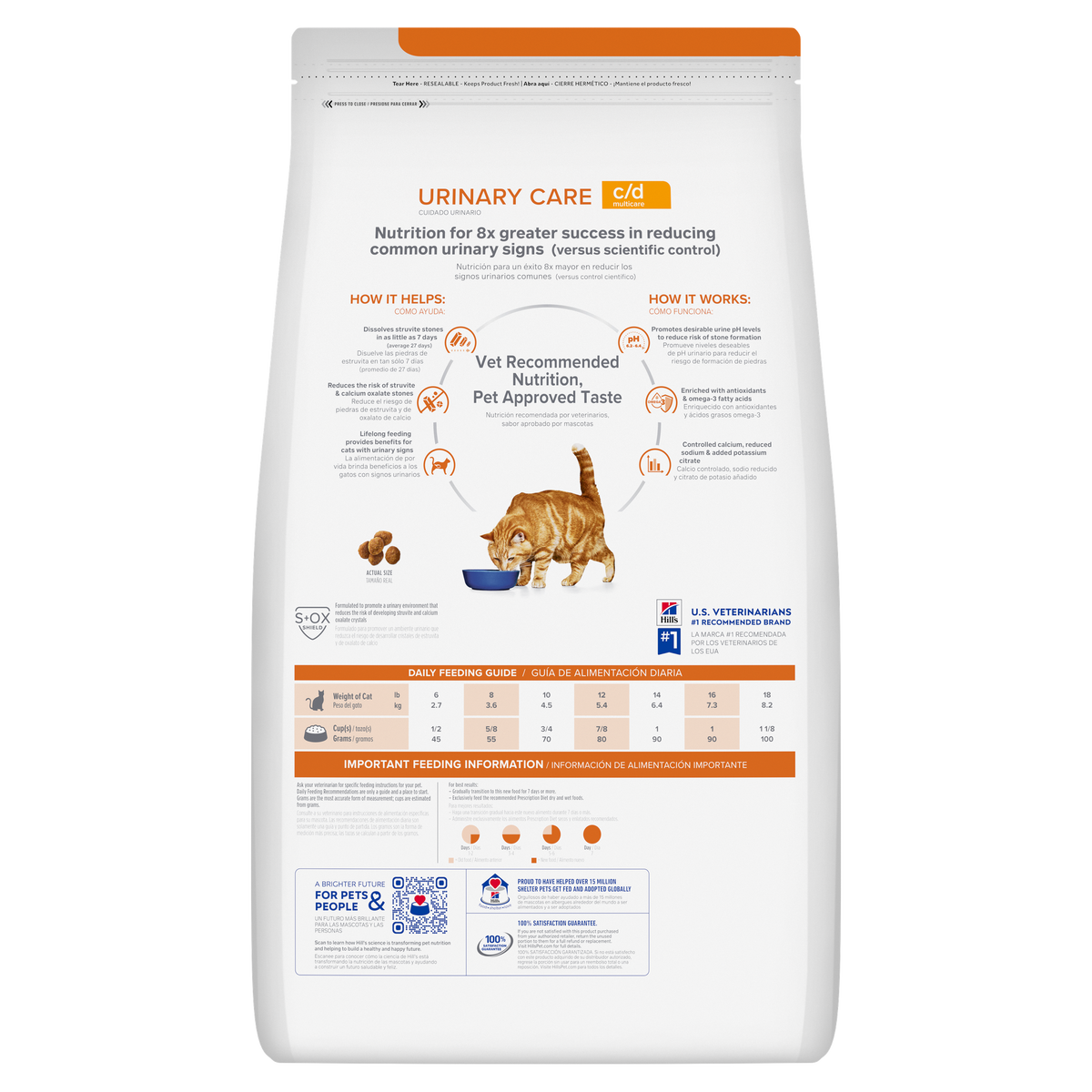 Parte trasera de la bolsa Hill's c/d Multicare para gatos