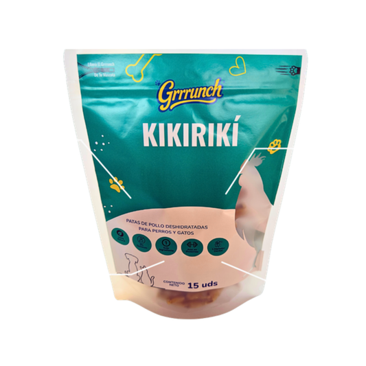 Kikirikí Grrrunch patas de pollo deshidratadas 15 unidades