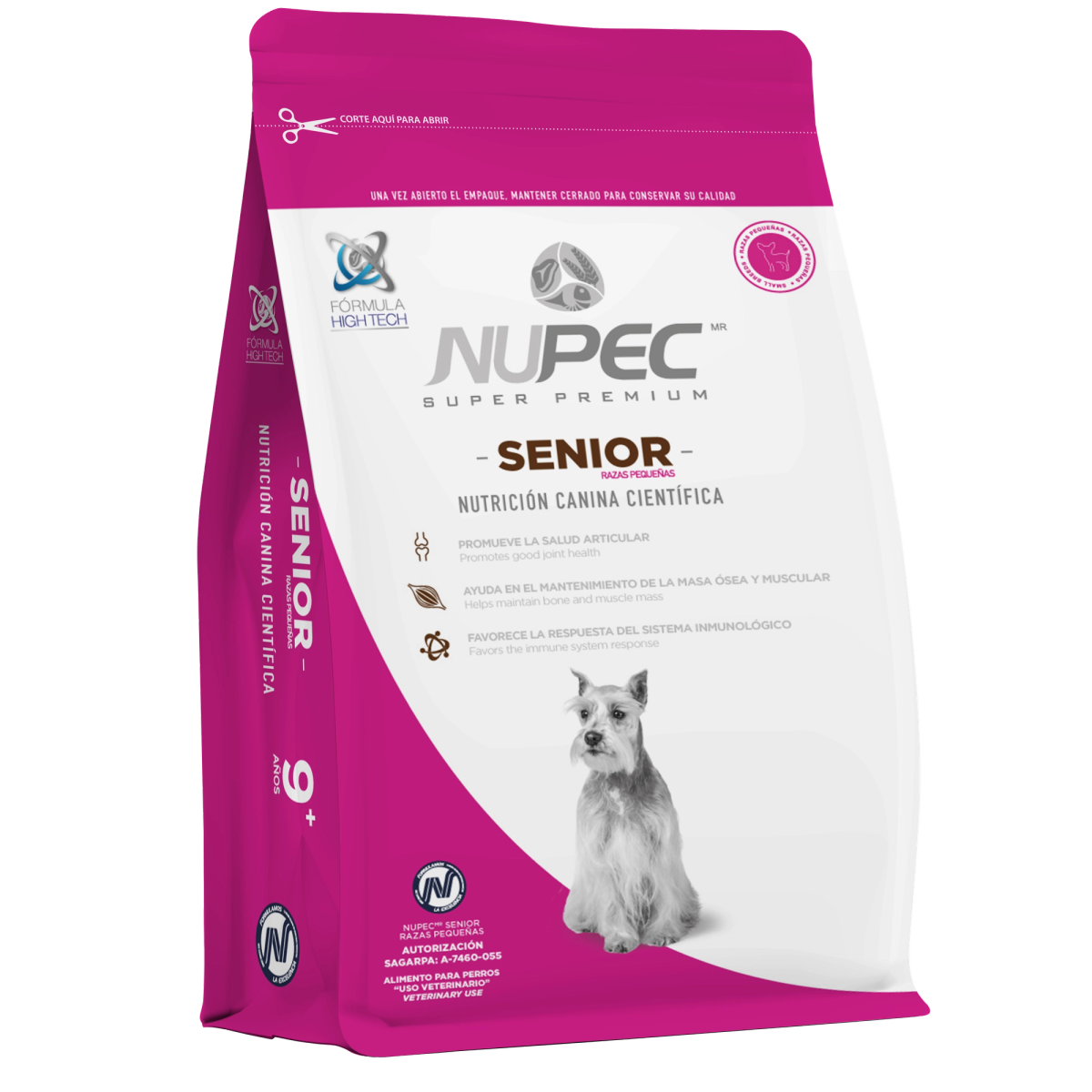 Bolsa de Nupec Senior Raza Pequeña para perros, vista frontal