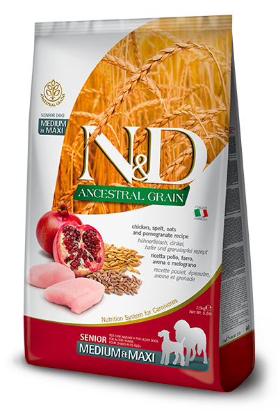 N&D Ancestral Grain Pollo & Granada Senior Razas Medianas y Grandes