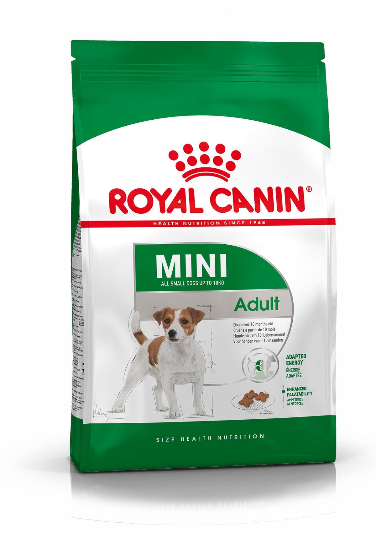 Bolsa de concentrado Royal Canin Mini Adult para perros adultos de raza pequeña, vista de frente