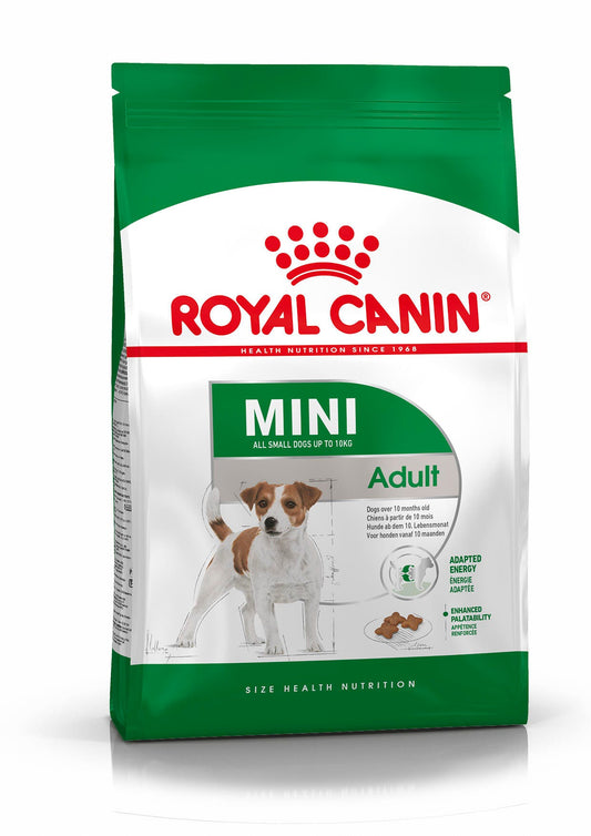 Bolsa de concentrado Royal Canin Mini Adult para perros adultos de raza pequeña, vista de frente