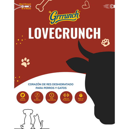 Lovecrunch – Corazón de Res Deshidratado para Perros y Gatos