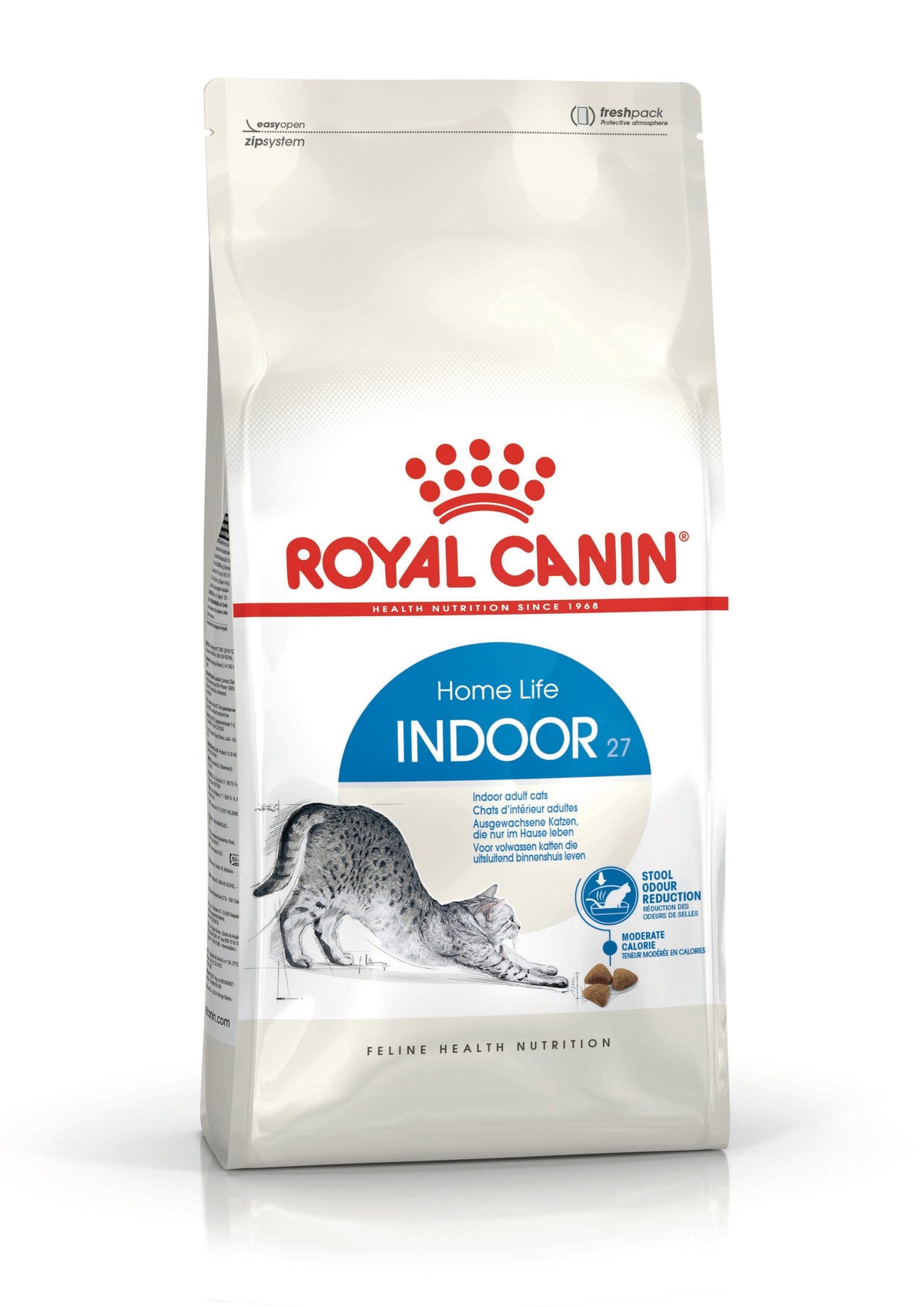 Bolsa de Royal Canin Indoor 27 alimento seco para gatos adultos de interior, vista frontal