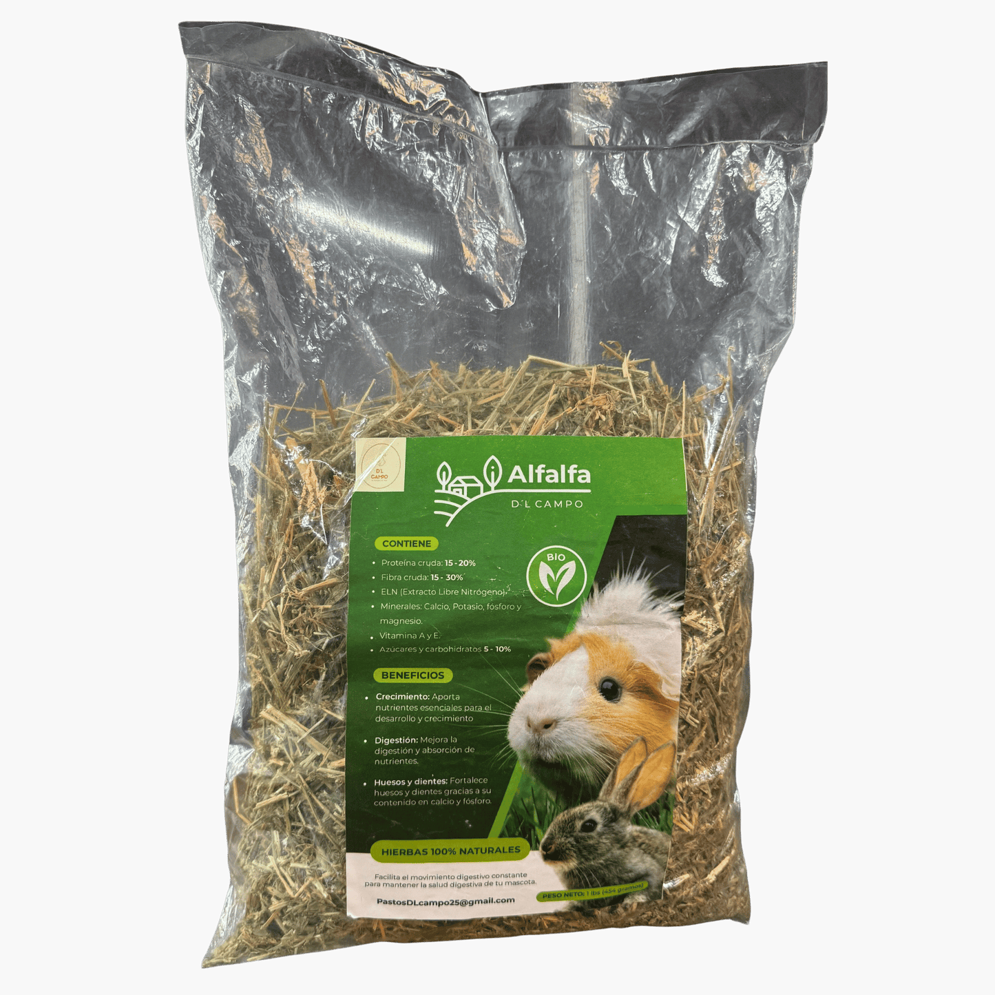 Alfalfa Natural D’L Campo para Conejos y Roedores 1LB