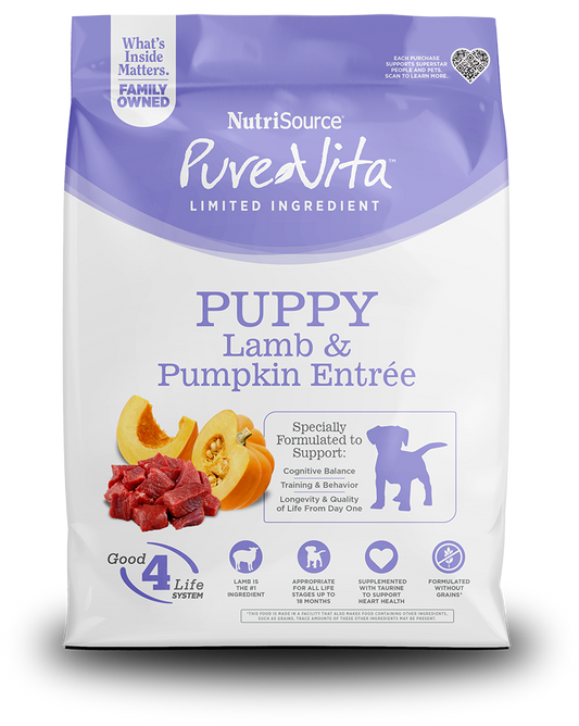 NutriSource Pure Vita Puppy Lamb & Pumpkin Entrée - Perro