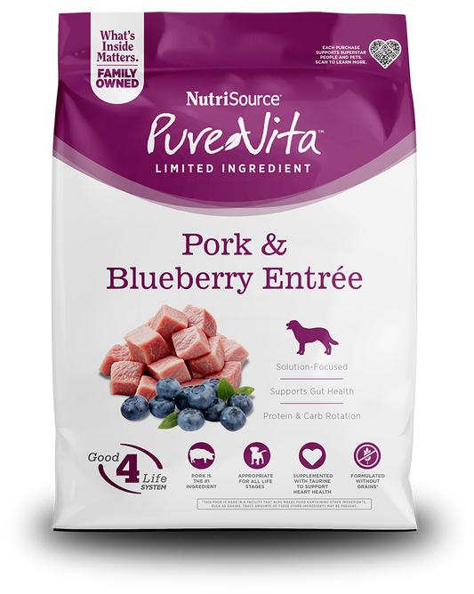 NutriSource Pure Vita Pork & Blueberry Entrée - Perro