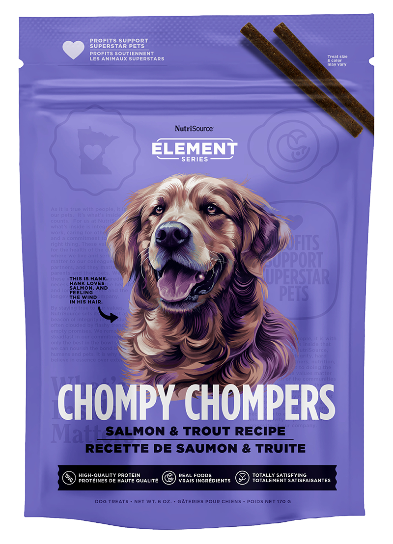 NutriSource Salmon & Trout Chompy Chompers Treats de Salmón y Trucha para Perros 6 oz