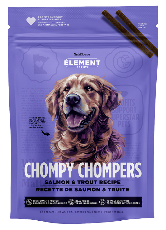 NutriSource Salmon & Trout Chompy Chompers Treats de Salmón y Trucha para Perros 6 oz