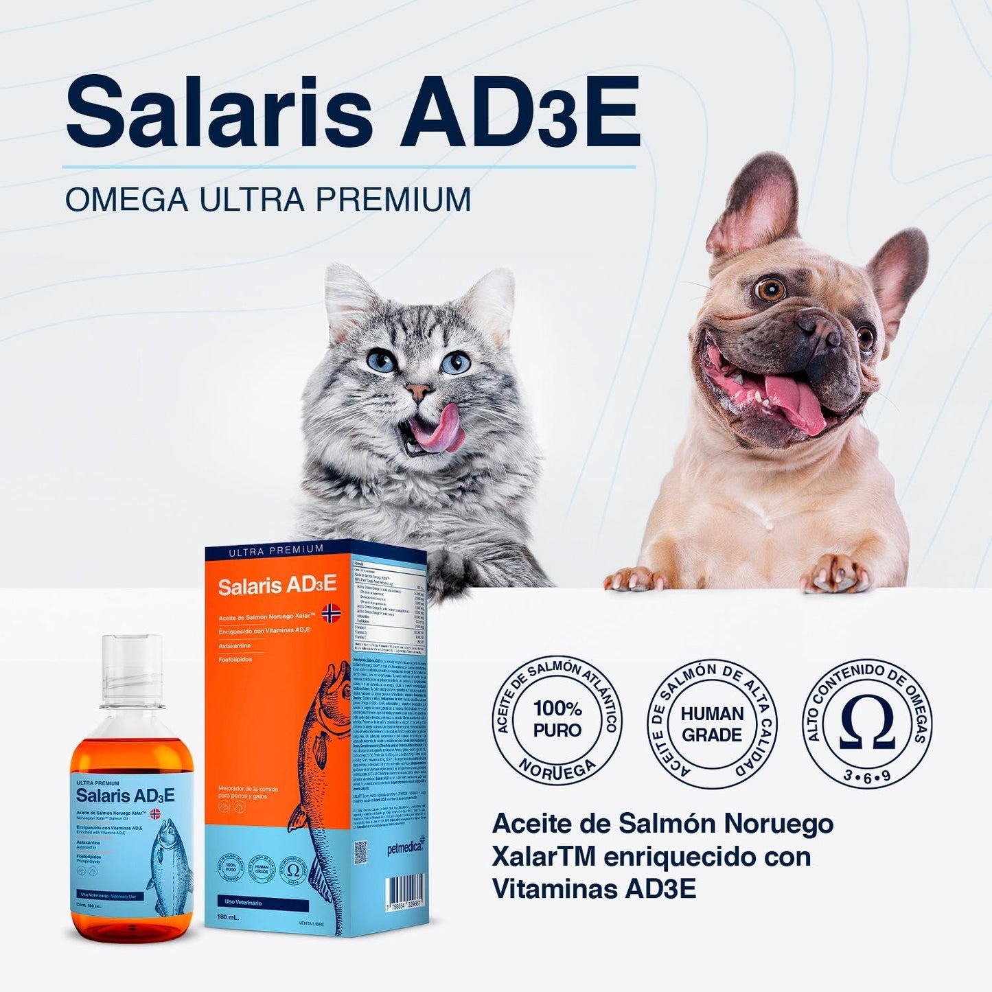 Salaris AD3E – Aceite de Salmón Noruego para Perros y Gatos