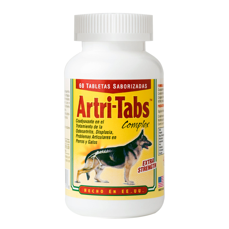 Artri-Tabs Complex glucosamina para perros y gatos, empaque de 60 tabletas