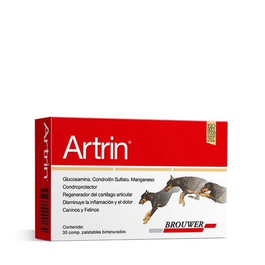 Artrin | Suplemento condroprotector para perros y gatos – 30 tabletas - Pet Republic GTBROUWERCaja 30 comprimidos
