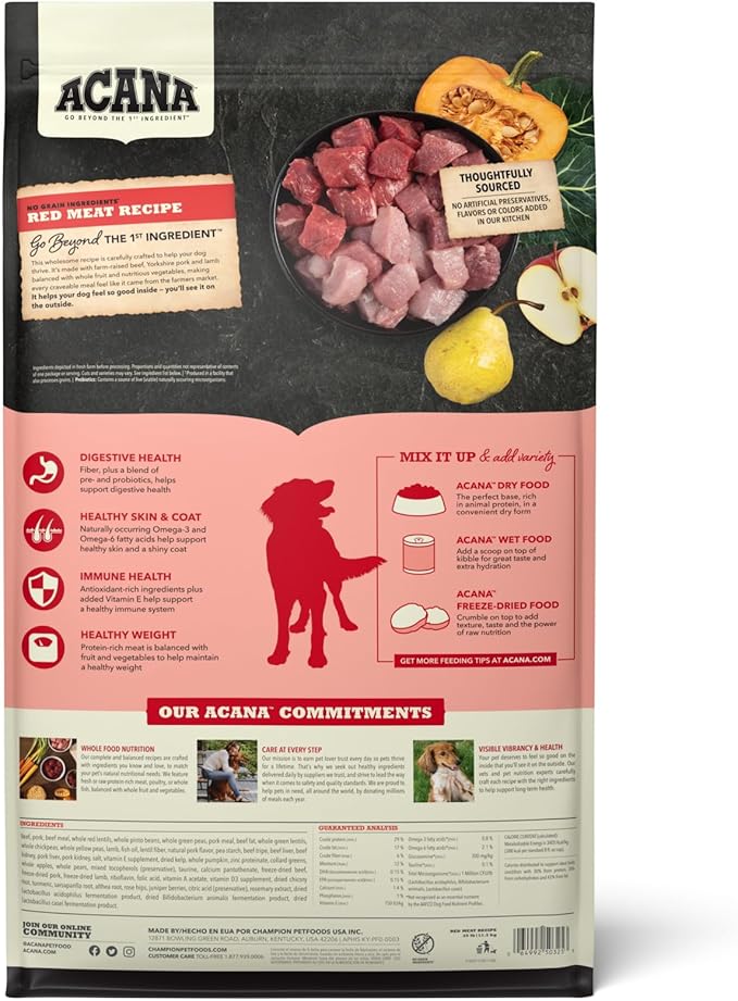 ACANA Red Meat Recipe para Perros 2KG - 4.5lbs