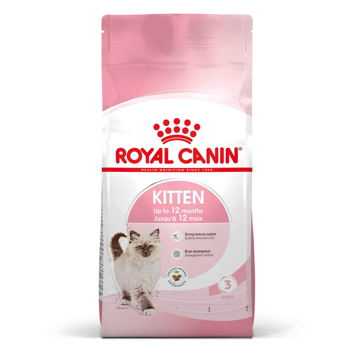 Bolsa de Royal Canin Kitten alimento seco para gatitos de 4 a 12 meses, vista frontal