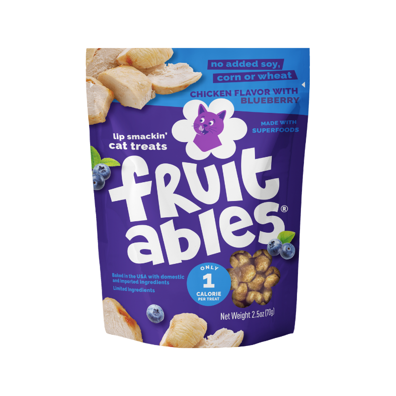 Premios para gatos Fruitables Pollo y Arándano, bolsa de 2.5 oz de frente