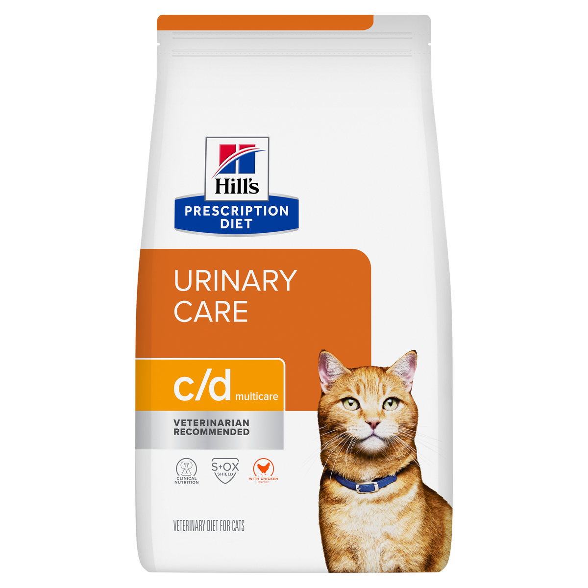 Bolsa de Hill's Prescription Diet c/d Multicare con pollo para gatos, vista frontal