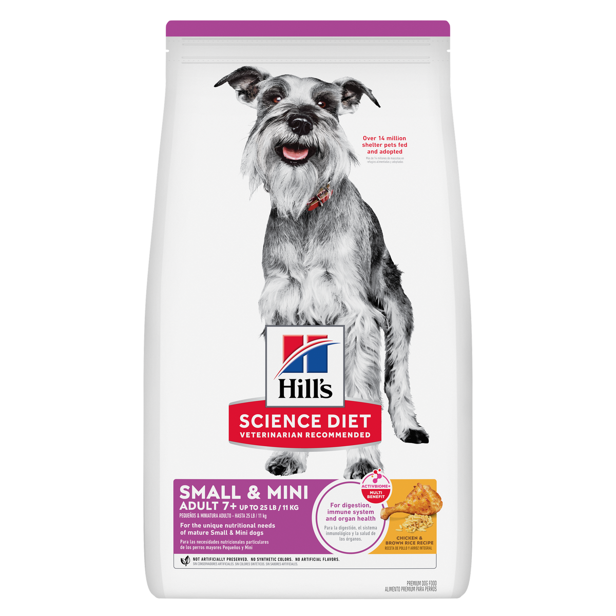 Bolsa de Hill's Science Diet Adult 7+ Small & Mini para perros pequeños senior, vista frontal