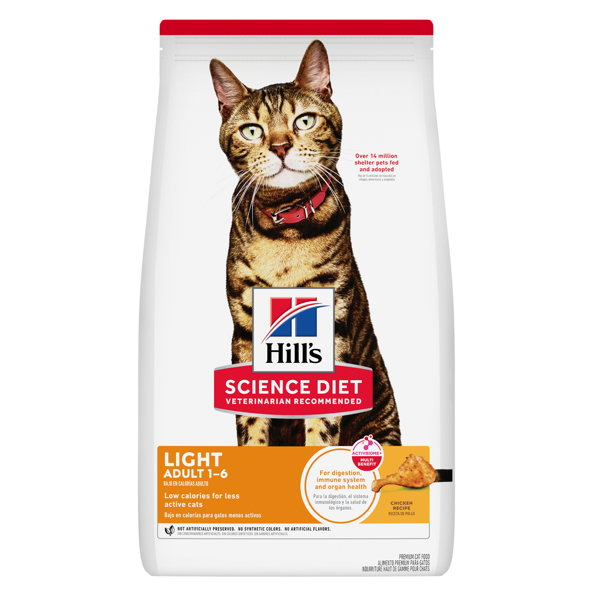 Bolsa de Hill's Science Diet Adult Light con pollo para gatos, vista frontal