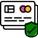 Icono de tarjeta de crédito con escudo que representa pagos seguros