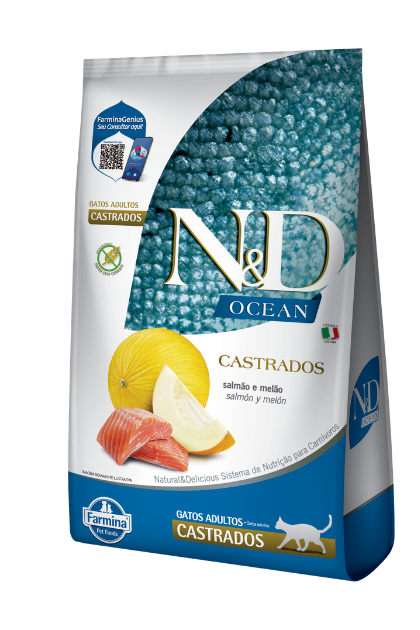 Bolsa de N&D Ocean Salmón y Melón para gatos castrados, vista frontal