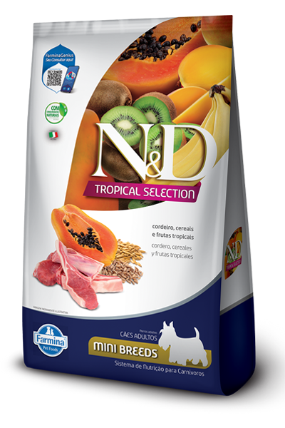 Bolsa de N&D Tropical Selection Cordero para perros adultos mini, vista frontal