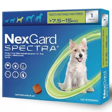 NexGard Spectra M 7.6  - 15 kg | Antipulgas, garrapatas y gusano barrenador - Pet Republic GTNexGard Spectra