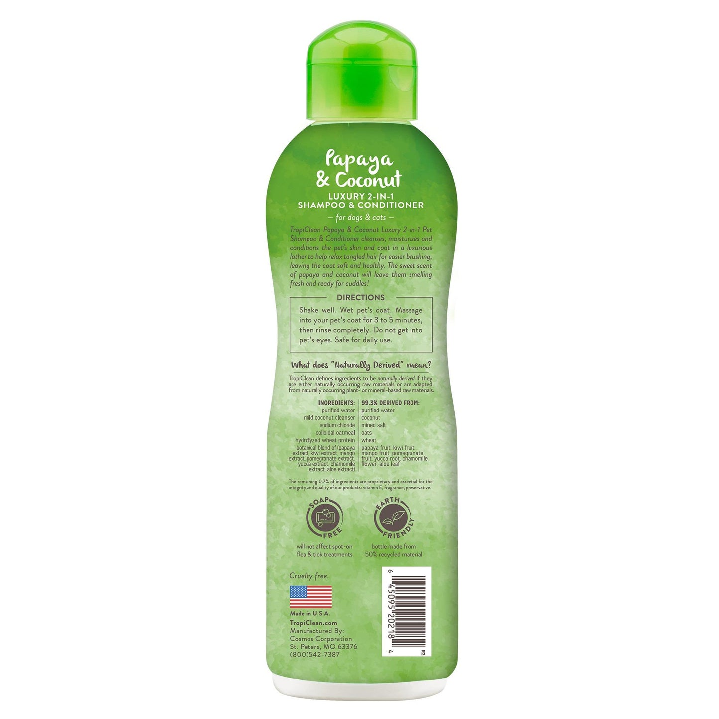TropiClean Papaya & Coconut 2‑in‑1 Shampoo y acondicionador | Perro y Gato - Pet Republic GTTropiClean1 GALON