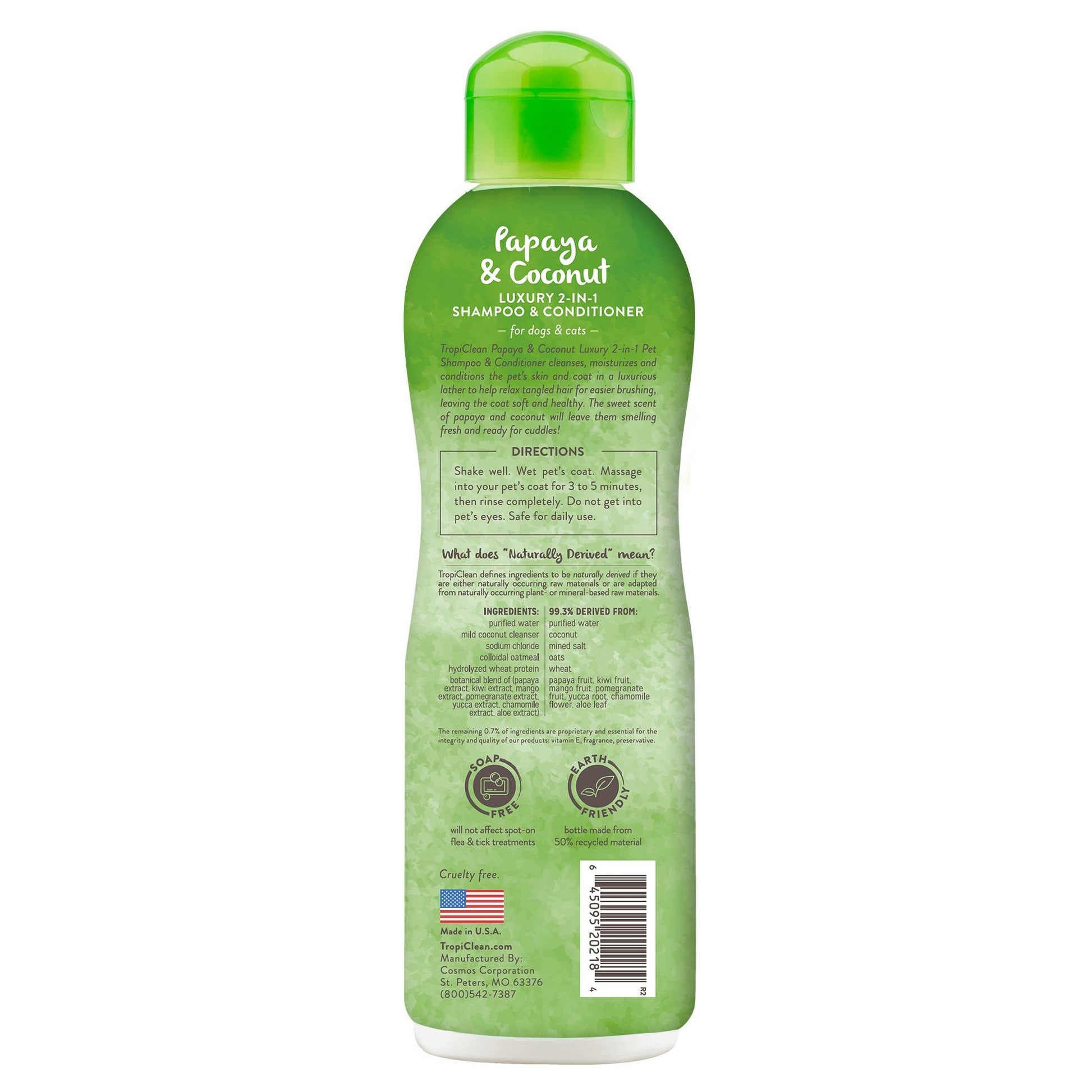 TropiClean Papaya & Coconut 2‑in‑1 Shampoo y acondicionador | Perro y Gato - Pet Republic GTTropiClean1 GALON